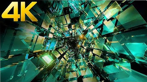 4K TV OLED Abstract Square Metallic Green and Blue Color Mind Relaxing Sci-fi Screensaver