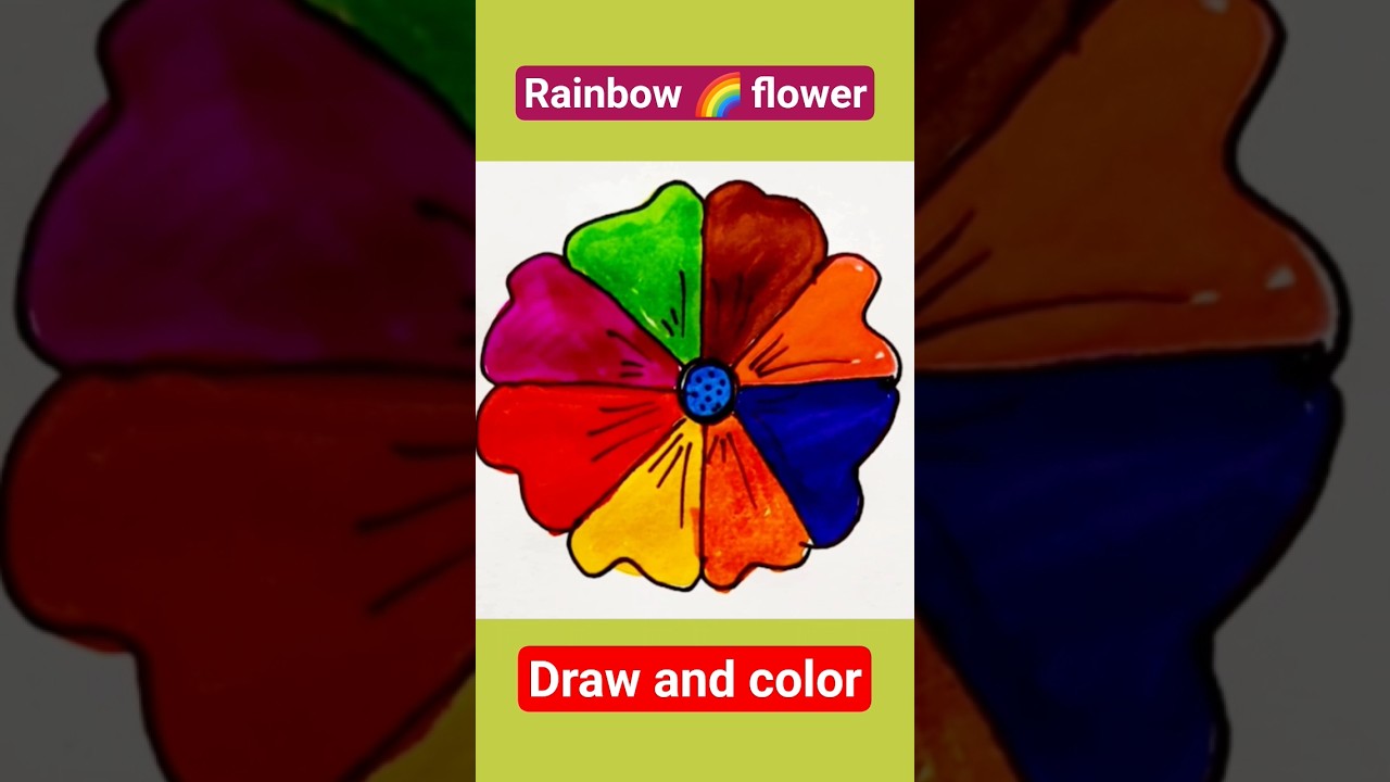 Rainbow colors flower drawing easy for beginner, learn to draw flower easy, art hub corner