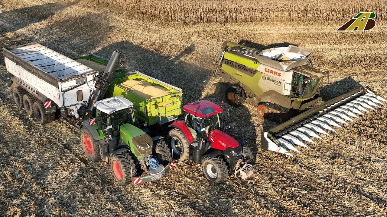 Giganten der Ernte | Fendt Traktor & Claas Mähdrescher Lohnunternehmen der Landwirtschaft Maisernte