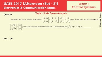GATE 2017 Solution, Set 2, Electronics & Comm. Engg. | Control Systems