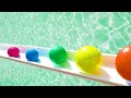 1000 marbles  super slide marble run race vs water balloons  colorful pop tubes  asmr whirlpool 3a
