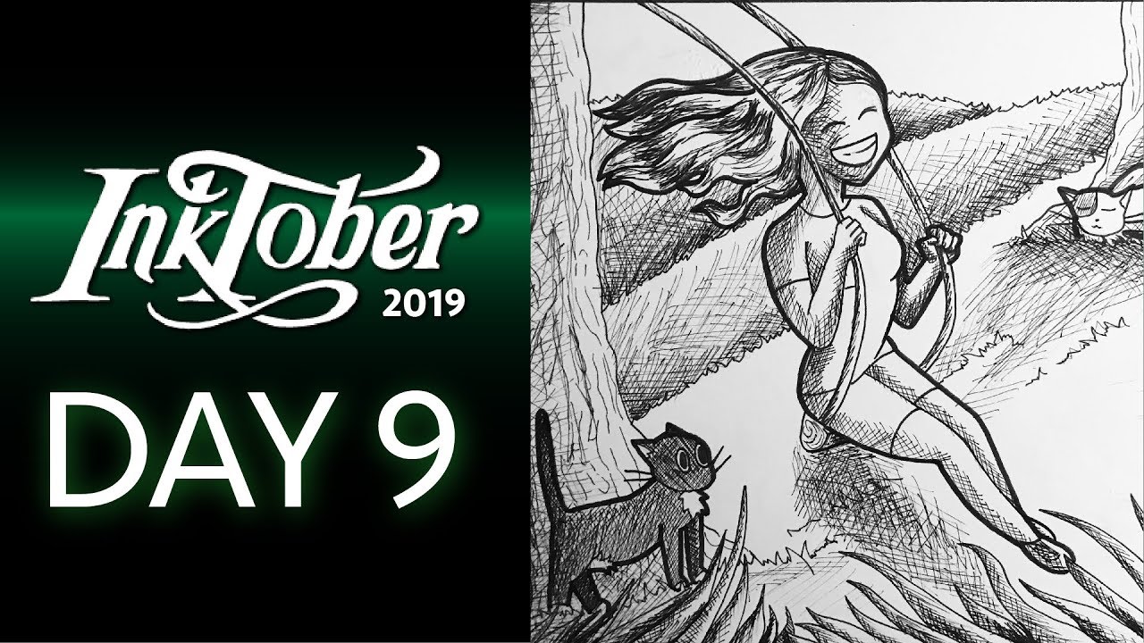 Inktober 2019 - Day 9: Swing | Traditional Art Time Lapse - YouTube