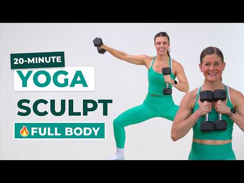20-Minute Yoga Sculpt at Home | Full Body, Light Weights