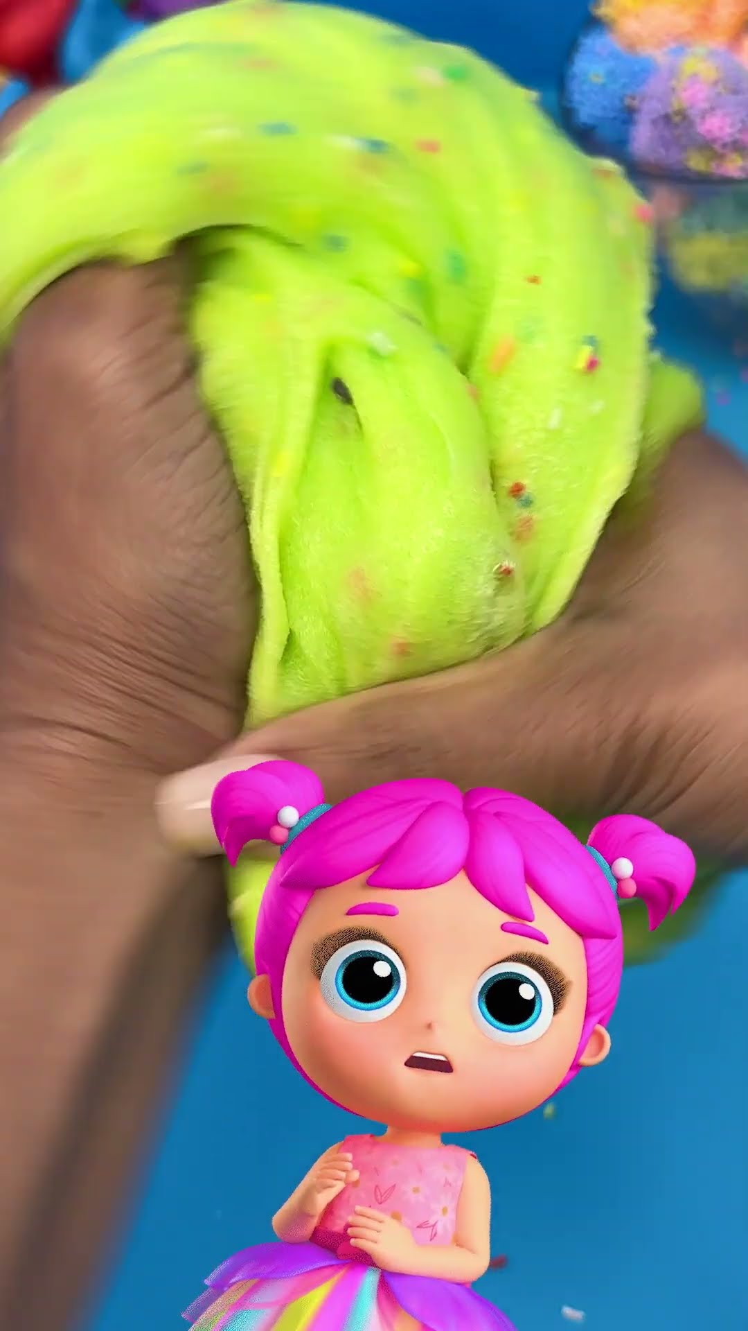 Slime verde super gosmento!! ?? #música #infantis #brazil #littleangel