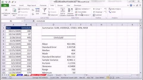 Mr Excel & excelisfun Trick 108: SUM, AVERAGE, STDEV.S, MIN, MAX: Three Methods