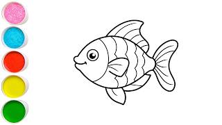 How To Draw Cute Fish Drawing, Painting & Coloring For Kids and Toddlers_ Child Art