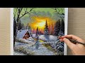 Daily Art #039 /  Acrylic / How To Paint a Beautiful Winter Scene