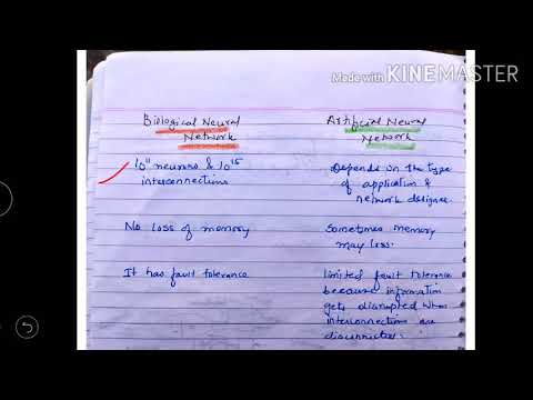 Comparison between biological neural network and artificial neural network - lecture 17/ machine lea