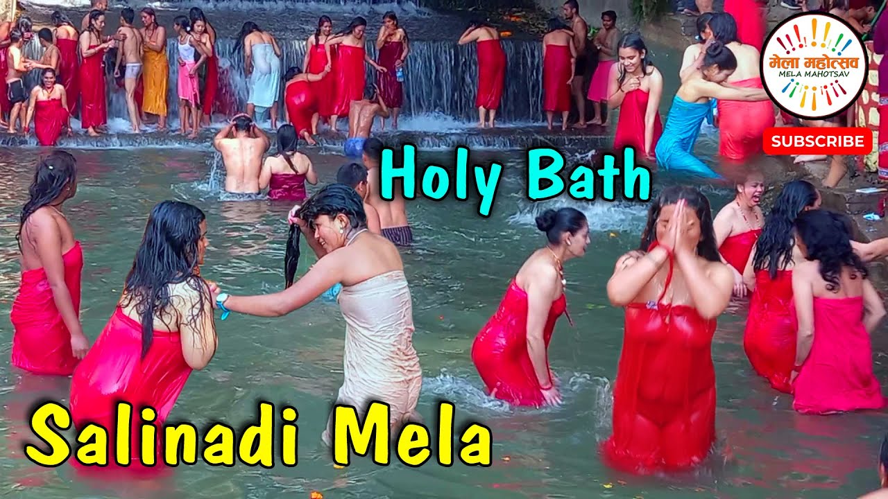 सालिनदिमा स्नान गर्दै भक्तजन || Salinadi Mela Holy Open Bath - YouTube