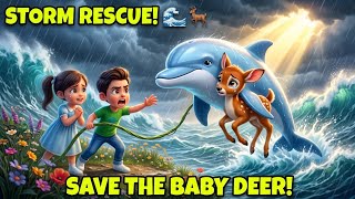 Little Deer Rescue In A Big Storm 🦌🌧️ | Emotional Kids Story | Kids Inspire World 