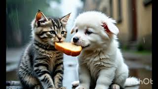 Poor Kitten Help Puppy And Rat -Z1Q