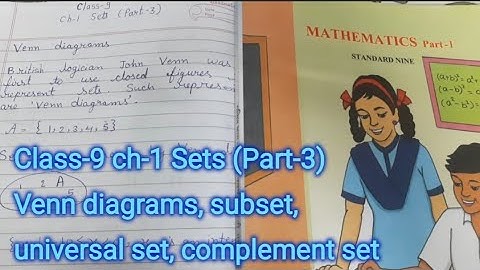 Class-9 maharashtra board, ch-1 Sets (Part-3), Venn diagrams, subset, universal set, complement set.