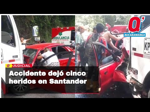 Tres adultos y dos niños heridos dejó grave accidente en la vía El Playón – Bucaramanga