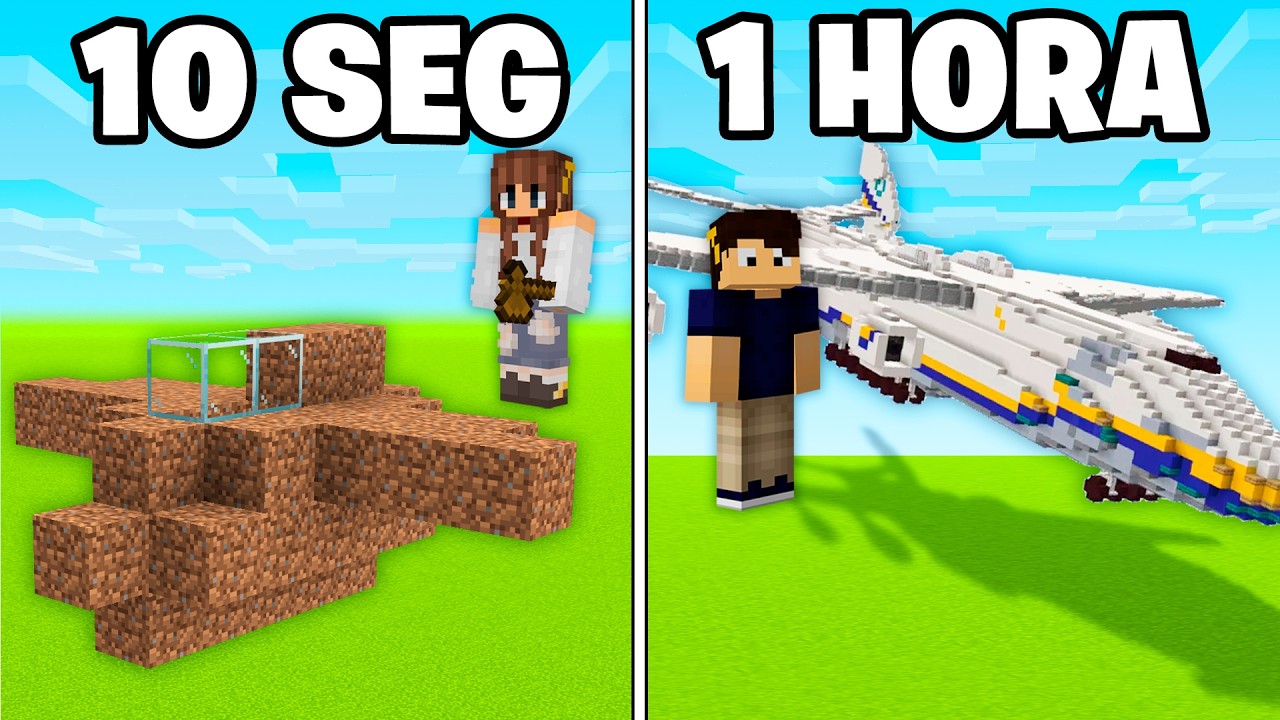 AVIÃO DE 10 SEGUNDOS VS 1 HORA NO MINECRAFT!