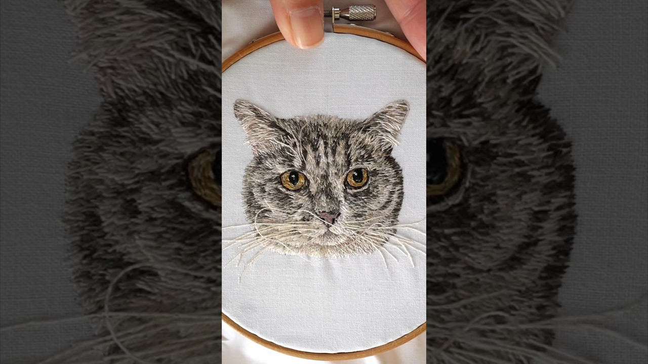 まろさん制作過程🪡🐈 #猫刺繍 #catembroidery #needlepainting