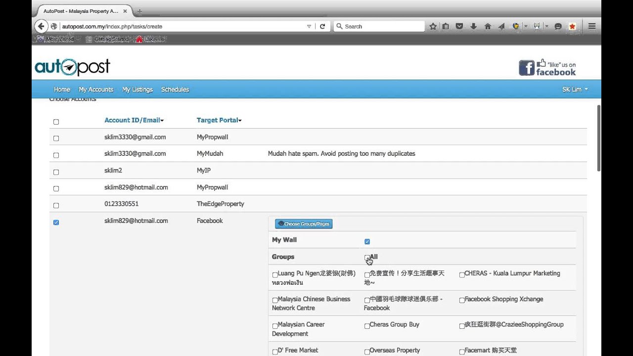 Autopost to facebook