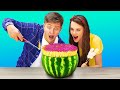 Watermelon vs 100 Layers of Rubber Bands Challenge/ Funny Challenges by Troom Troom Food