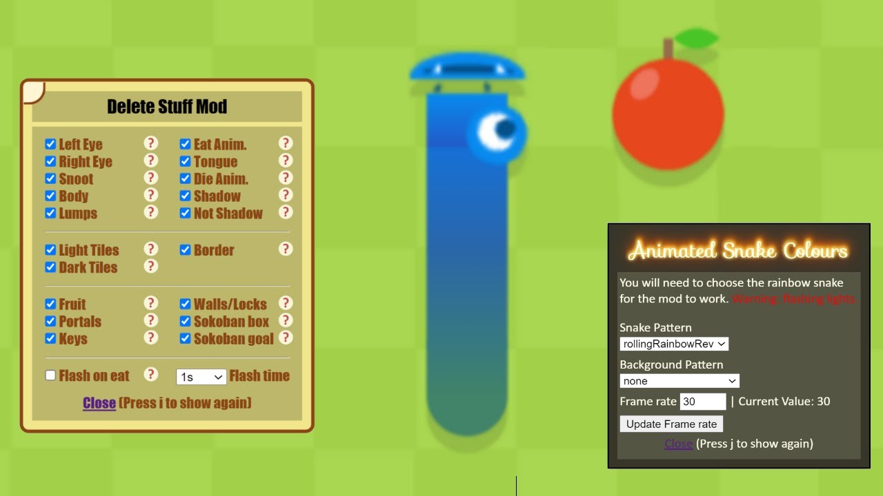 Outdated] Tutorial - Google Snake Delete Stuff Mod and Animated Snake  Colours 