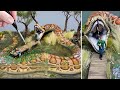 Giant titanoboa snake hunts florida swamps diorama resin polymer clay