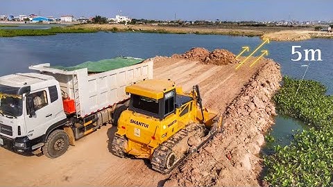Next Level Mighty Bulldozer SHANTUI The Powerful is Working Push Soil In Water To Build Roads Added