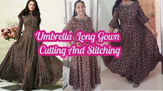 Umbrella long frock cutting and stitching or you can say gown too, an
easy video tutorial to stitch at home. in the dress i've done hand
em...