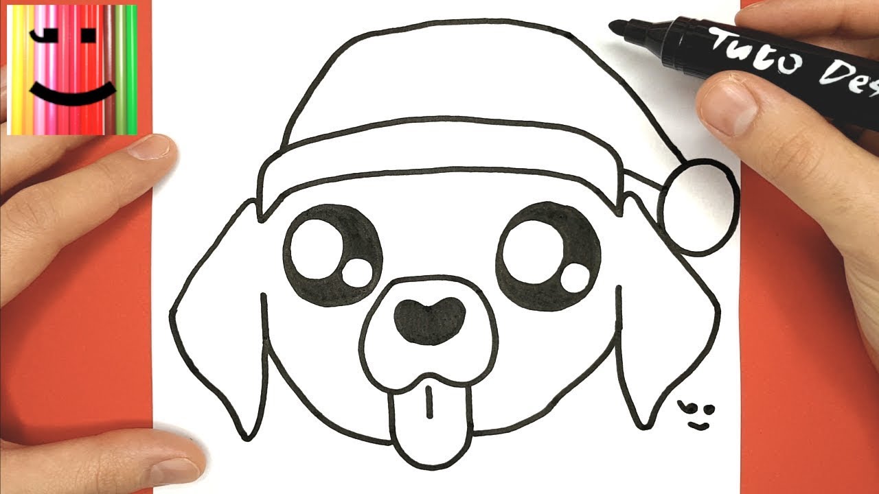 Comment Dessiner Et Colorier Un Chien Kawaii Avec Un Bonnet De Noel Tuto Dessin Youtube