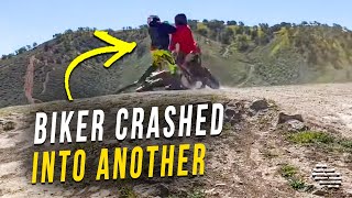 Biker Pulled Up to a Nice Jump Then Couldn’t Brake in Time and Hit Another That Was Standing Idle