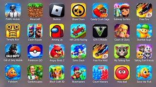 Hill Climb 2, Free Fire MAX, Minecraft, Talking Tom Gold Run, PUBG Mobile, Roblox, Bowmasters screenshot 1