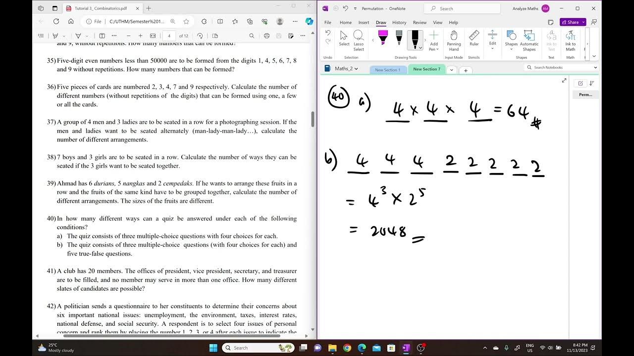 Maths 23/24 - Chapter 3: Combinatorics (Tutorial: Permutation Part 2 ...