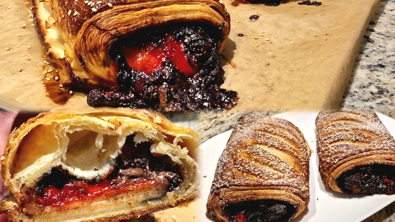 بريوش المحلات المورق مقرمش او محشي بشوكولا بواحد الطريقة أبن و أحسن من المحلات مع مطبخ الشاف رفيق 