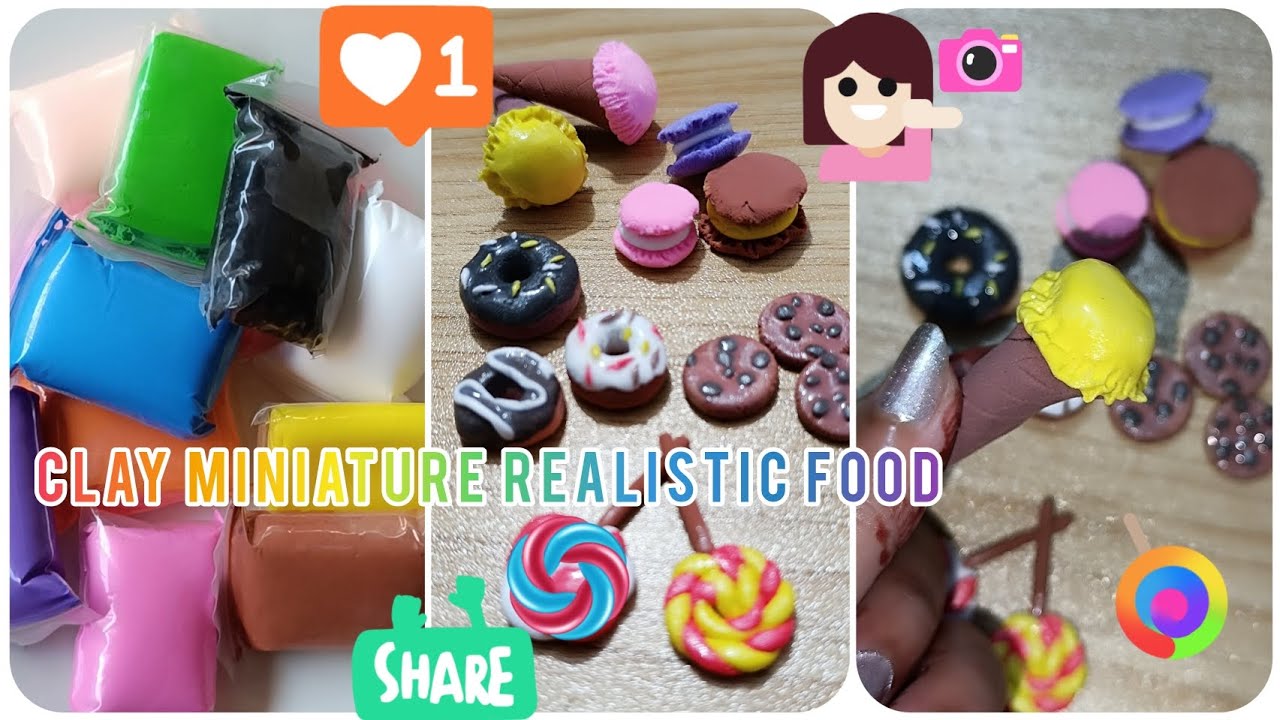 DY how to make miniature realistic food set with polymer clay | Polymer ...