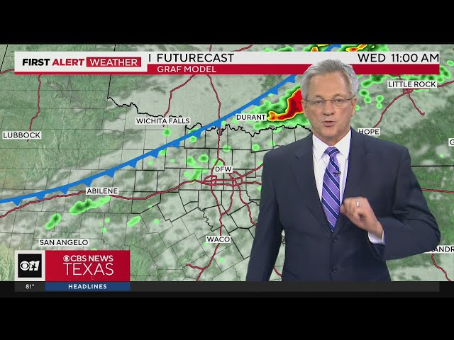 Strong thunderstorms to spread across North Texas Wednesday class=