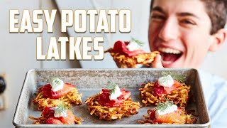 Easy Potato Latkes With Beet Cured Salmon Lox | Eitan Bernath