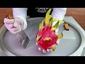 Dragon Fruit ice cream rolls street food - ايس كريم رول  فاكهة التنين