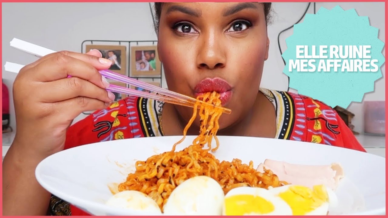 FIRE NOODLES, EGGS, HAM MUKBANG┃courrier du coeur #114