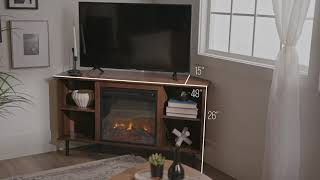 Clyde 48" Simple Corner Fireplace Console - Dark Walnut