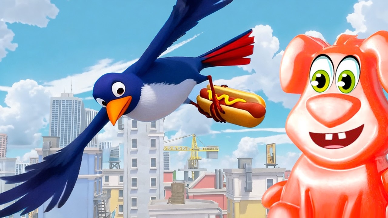 Птичка Алиса спасает город от человечиков. Желейный пёс Стасик играет в I am bird.