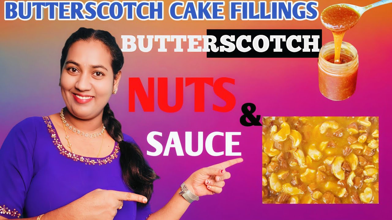 Butter scotch cake filling butter scotch nuts and sauce 