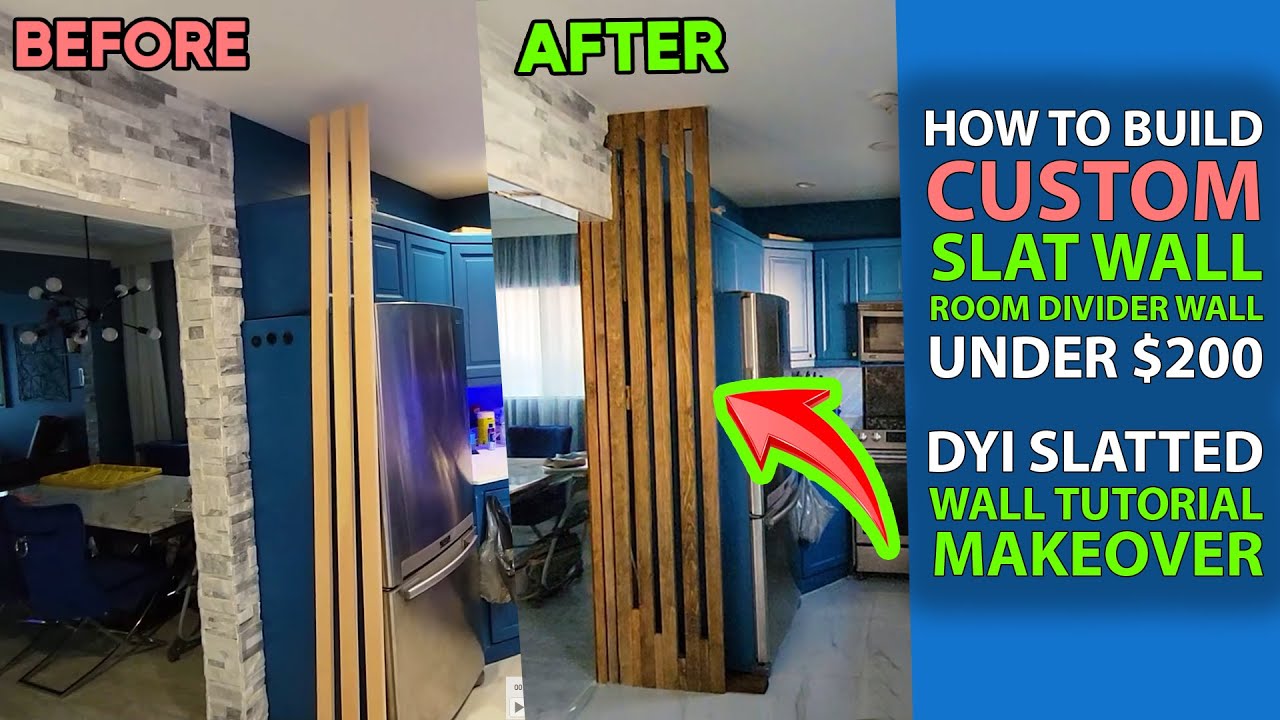 How to Build Custom Slat Wall / Room Divider Wall under $200 - DYI ...
