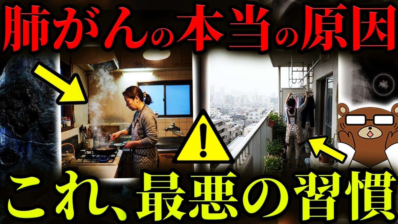 【タバコではない】超意外。絶対に知らないと後悔する、肺がんになる人が共通して行っている行動。日本人に多い理由。毎日の〇〇には要注意。まさかの「キッチン」が原因?PM2.5黄砂の影響は。医師が完全解説。
