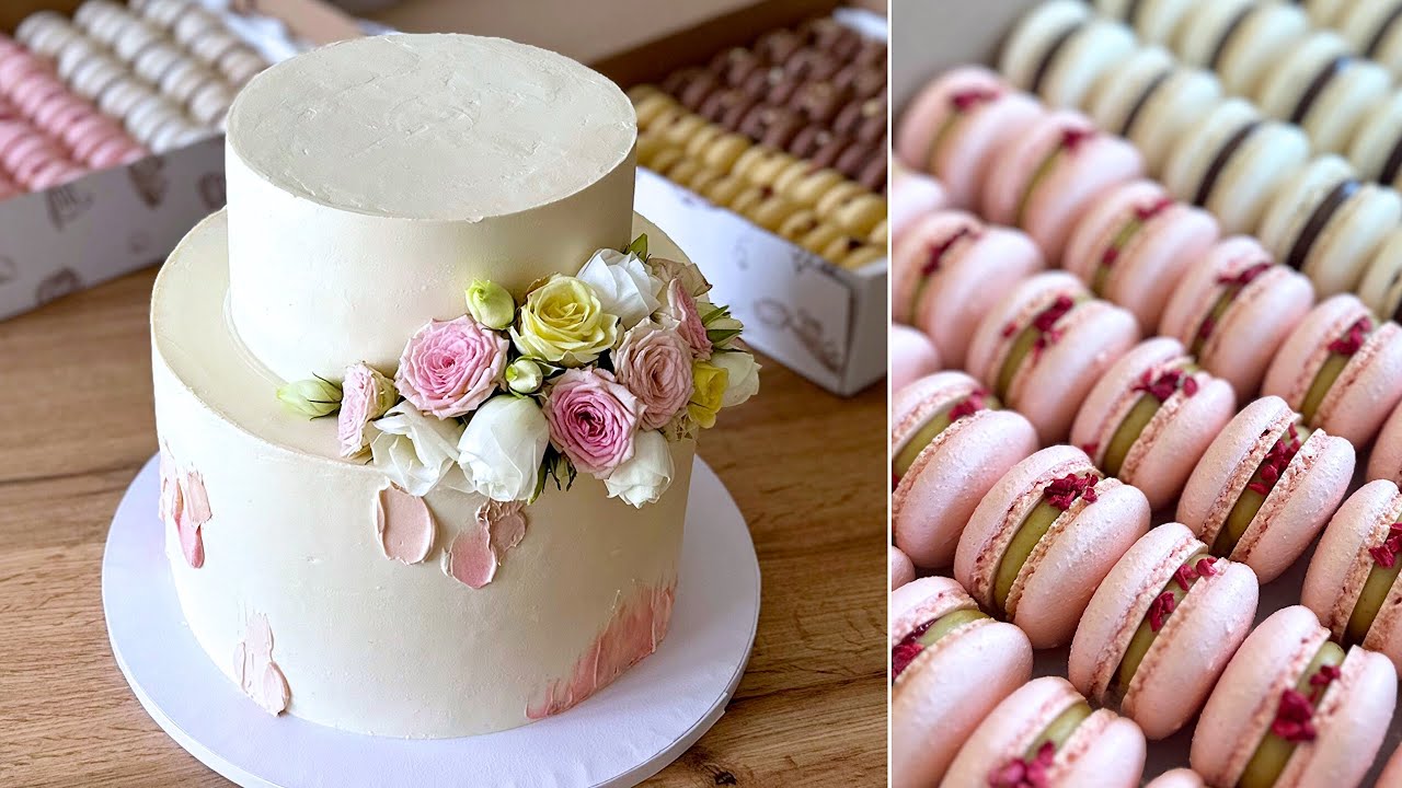 ESKÜVŐI TORTA 👰🏻‍♀️ és rengeteg macaron😍 - majdnem vlog🎥- BebePiskóta