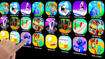 Idle Farm Tycoon, Hands Rush 3D, Hair Challenge, Craft Mining, Hair DYE, Epic Race 3D, Fun Race 3D