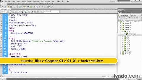 horizontal navigation bar using css part1( lynda tutorial)