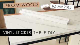 Faux Marble Table - How to apply Vinyl Sticker on Furniture