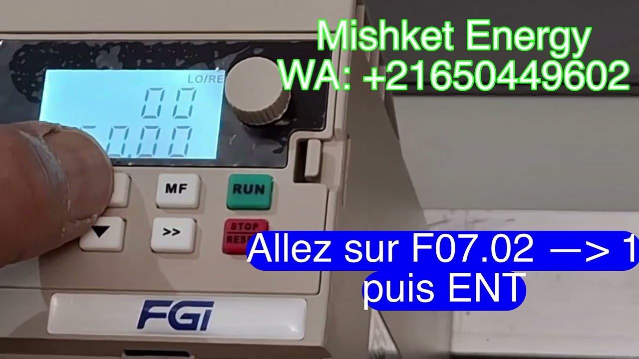 Paramètres du Variateur FGI pour ajouter un bouton marche/arrêt