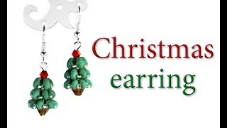 DIY: mini Christmas tree earring using SuperDuo beads / Новогодние серьги мини ёлочки из бисера