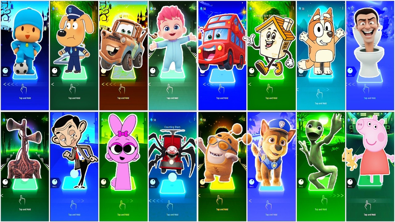 BUS EATER 🆚 EXTRA SLIDE 🆚 SKIBIDI TOILET 🆚 HOUSE HEAD 🆚 ODDBODS | Tiles Hop EDM Rush!