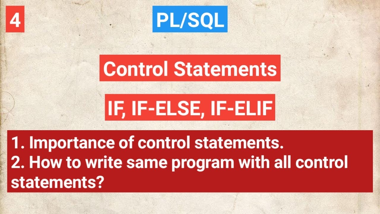 SQL | control statements - YouTube