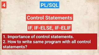 SQL | control statements