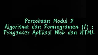 Percobaan Modul 2 Pemrograman Berbasis Web